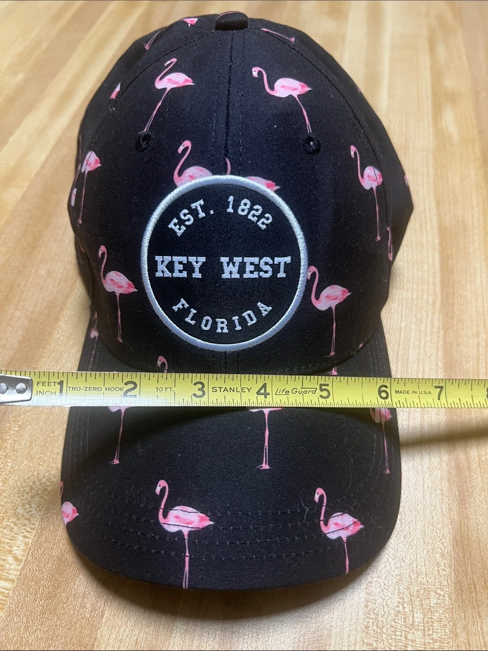 #2646**Unisex’s Key West Florida Black Baseball Cap with Pink Flamingo Print